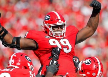 Watch as Georgia’s Jordan Davis scores rushing TD, leads pep band in epic Senior Day farewell