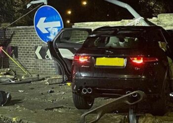 Car crashed into brick wall in Harrow as man arrested for drink driving