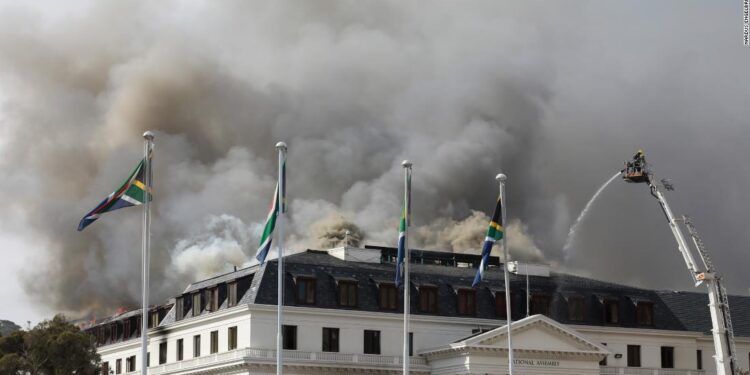South Africa Parliament fire: Suspect arrested and charged as fire reignites at South Africa’s Parliament