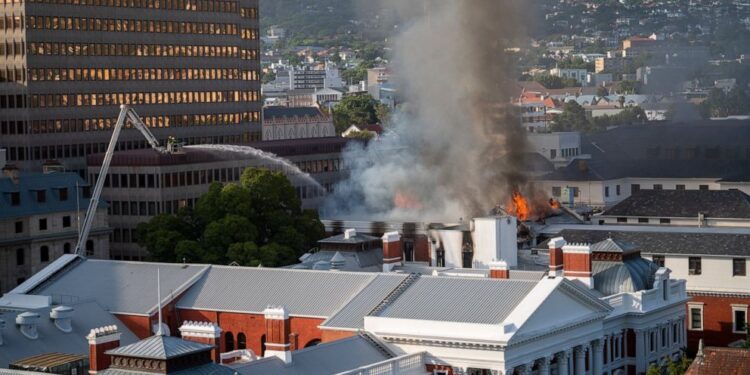 Fire ravages South Africa’s Parliament complex; 1 detained