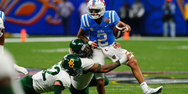 Ole Miss star QB Matt Corral carted off field with right leg injury at Sugar Bowl 2022 Ole Miss star QB Matt Corral carted off field with right leg injury at Sugar Bowl 2022