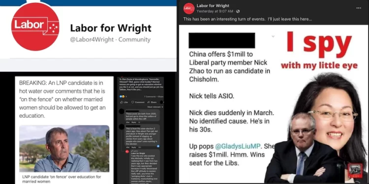 Labor branch members spread Gladys Liu conspiracy meme on Facebook