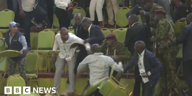 Kenya election: Scuffles as results are announced