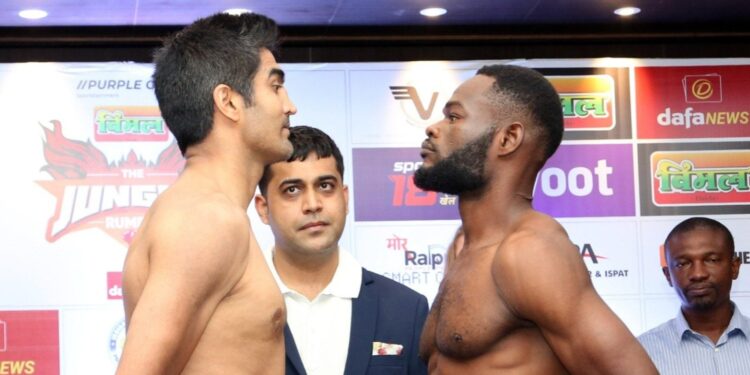 Vijender Singh to Face Ghana’s Eliasu Sulley in Raipur Boxing Event Vijender Singh to Face Ghana’s Eliasu Sulley in Raipur Boxing Event