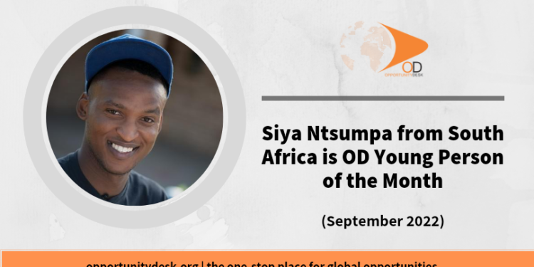 Siya Ntsumpa from South Africa is OD Young Person of the Month for September 2022 Siya Ntsumpa from South Africa is OD Young Person of the Month for September 2022