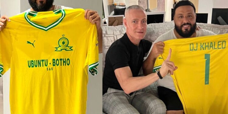 Score! Mamelodi Sundowns gifts DJ Khaled with football jersey Score! Mamelodi Sundowns gifts DJ Khaled with football jersey