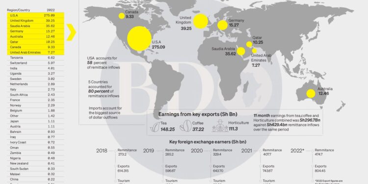 Dominance of Big Five countries puts Kenya’s remittance inflows at risk Dominance of Big Five countries puts Kenya’s remittance inflows at risk